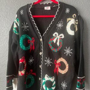 Black Ugly Christmas Cardigan Sweater XL